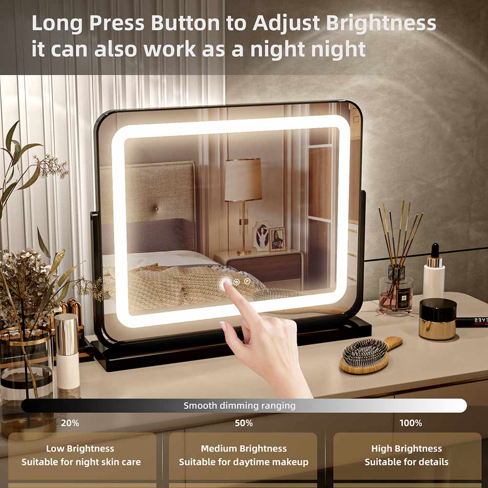 lighted vanity mirror with brightness levels