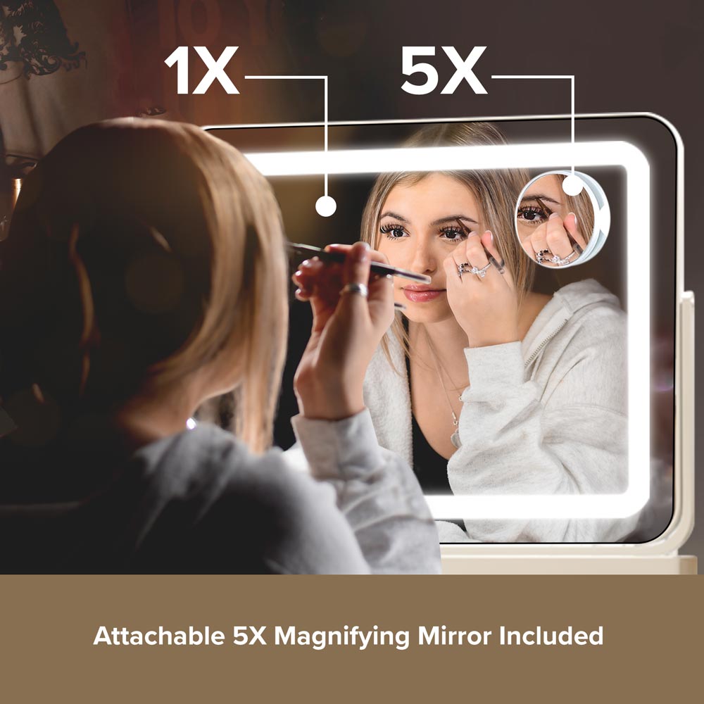 lady using magnifying mirror